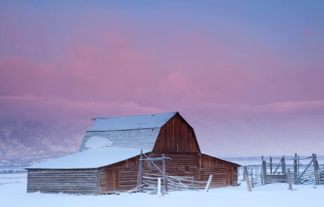 Frigid Sunrise - old barn in Wyoming