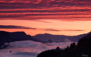 sunset Foggy Vista overlooking columbia river gorge