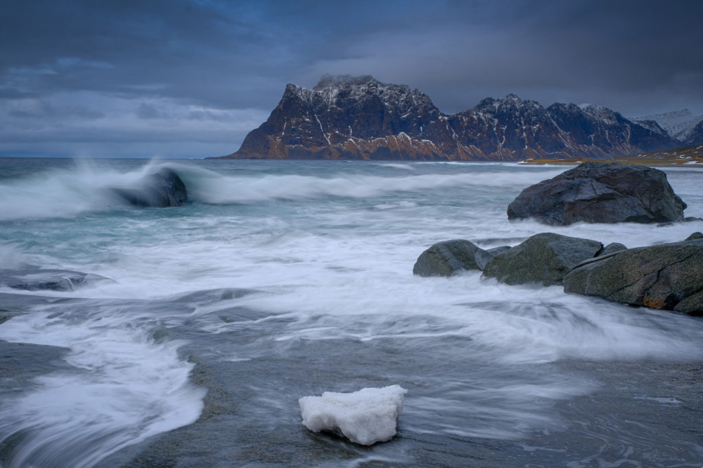 Ocean waves and big mountains Norway