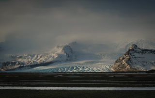 Mountains and glacier in afternoon in Iceland