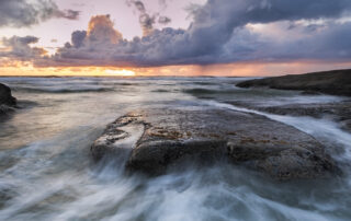 Ocean scene, waves, surf, oregon, dramatic clouds