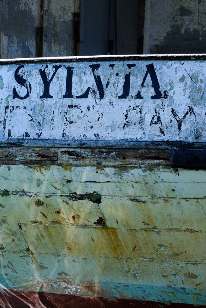 Stern of a fishing boat with peeling paint