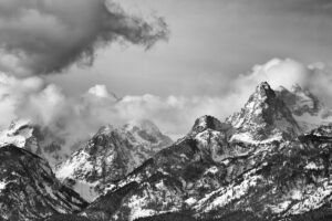 Storm clouds of the Teton mountains in Wyoming