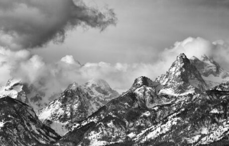 Storm clouds of the Teton mountains in Wyoming