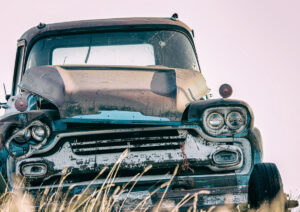 An old abandoned truck in a field in the Palouse