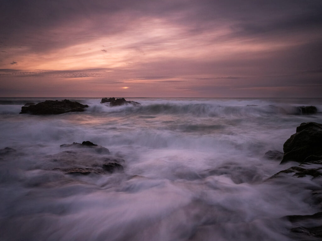 Sunset at the coast at Smelt Sands near Yachats in Oregon