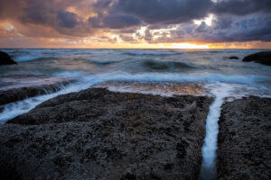 Pacific ocean along the Oregon coast during sunset