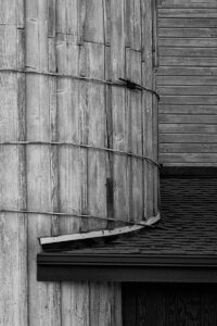 Photograph of grain silo and roof details