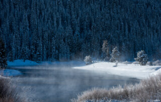 steam rises over the snake river