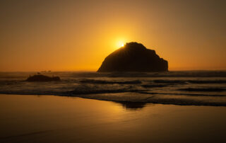 Face rock in Bandon Oregon during sunset