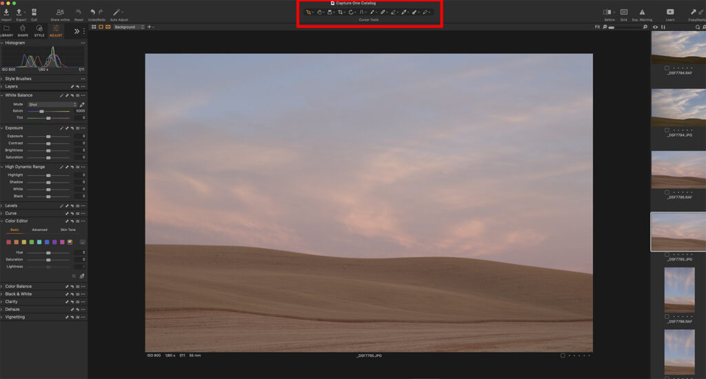 The working space of Capture One