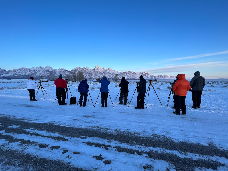 A group using tripods in the Tetons