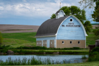 A blue barn in the Palouse area of Eastern Washington