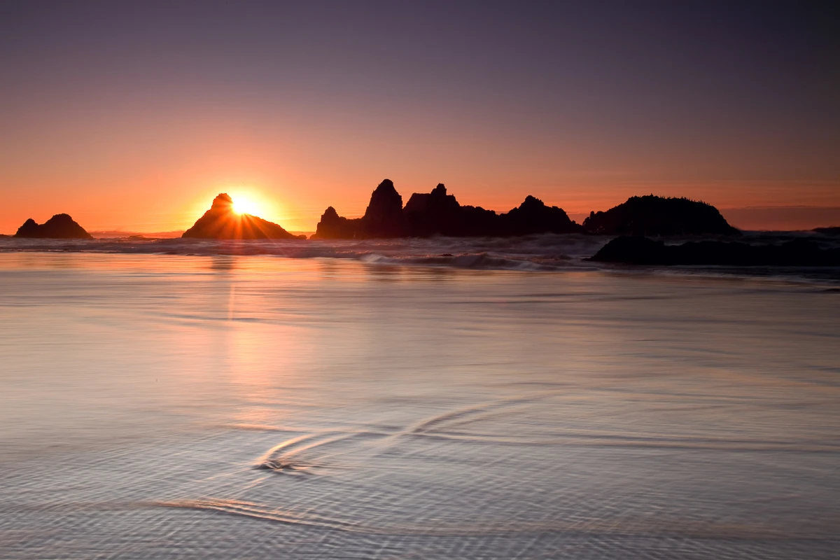 Sunset at Seal Rocks near Yachats Oregon