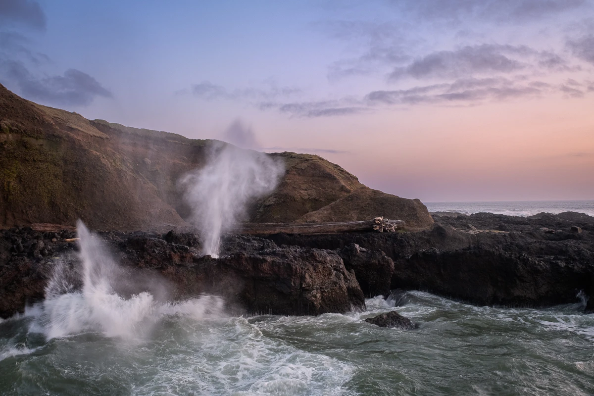 Spouting Horn Sunset The spouting horn at Cape Perpetua near Yachats