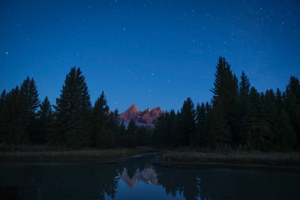 before sunrise at Schwabacher landing in grand Teton national park